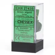 Chessex Vortex Green Dice w/Gold Markings 7-Dice Set (D20/12/10/%/8/6/4)