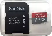 SANDISK ULTRA PLUS MICROSDXC UHS-I CARD W/ADAPTER 64GB SDSQUSC-064G-AC1MA