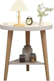 CULOTOL Modern Round End Table,Side Table Bedroom Guest Room Bedside Corner Table with Storage Function for Home Samll Tables for Living Bedroom,White Side Table 40 * 40 * 44cm