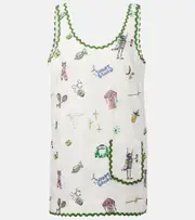 [Alemais] Alémais Play embroidered linen minidress UK 16 white