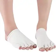 Toe Gel-Lined Alignment Socks Toes Separator Spacer Stretch Tendon (White, One Size)