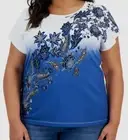 Tommy Hilfiger Womens Blue Ombre Floral Print T-Shirt Plus Size 2X