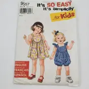 Simplicity Sewing Pattern #9557 Uncut Toddlers Romper and Dress Size 1/2 - 4