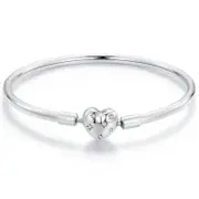 Sterling Silver S925 Heart Stars 19cm Charm Bangle - AVILIA Designs