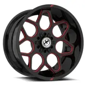 20x9 XF Off-Road XF-233 Gloss Black & Red Milled Wheel 6x135/6x5.5 (0mm)