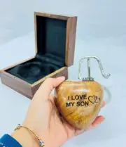 Heart Wooden Cremation Urn Keepsake Small Size with Custom Engraving MY SON