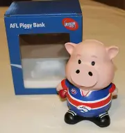 Western Bulldogs AFL Team Small Piggy Bank Money Box 13cm Resin Hand Painted New