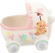 Mobestech Cute Ceramic Storage Container for Desktop Decor Adorable Stroller Design for Small Jewelry Sundries Ceramic Material Creative Storage for Home Office