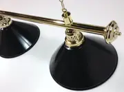 Pool Snooker Billiard Table Lighting - LARGE Brass Light (4 x Black Shades)
