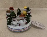 Kathy Hatch HOLIDAY SNOWMEN Candle Jar Capper / S'toppers - NWT