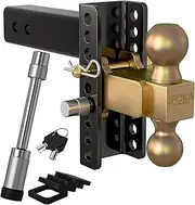 Adjustable Trailer Hitch, Fit for 2.5 Inch Inner Diameter Receiver, 6 Inch Drop Hitch Ball Mount, 20,000 LBS GTW, Tow Hitch for Heavy Duty Truck with Double Hitch Locks and Pin, Solid Shank