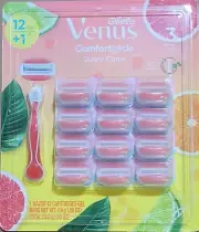 Gillette Venus ComfortGlide Sunny Citrus 1 Razor Handle & 12 Blade Refills