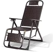 Zero Gravity Folding Recliner Chair Adjustable Patio Lounge Chaise Outdoor Wicker Rattan Furniture with Pillow for Poolside Yard Beach Steel Frame Telescopic Footrests Osier Rotin (Color : A) FANDIAO