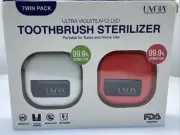 2-Pk Uvnia UV-C Toothbrush Sanitizer Sterilizer, Cover, Holder