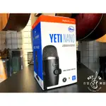 ▶合音樂器行◀ 全新 美國BLUE YETI NANO 小雪怪 USB 電容式 麥克風 黑色 新包裝