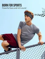 MUSICOZY Black Sleep Headphones Bluetooth Sports Headband, Wireless Music Headband Headphones