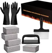 8 Pieces Grill Cleaner Kit, Flat Top Griddle Accessories Cleaning Kit,Grill Stone with Scraper, 5 Pack Grill Brick Block with 1 Handle Set,Griddle Cleaning Kit with Cleaning Gloves