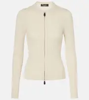 [Loro Piana] Loro Piana Coste ribbed-knit cashmere jacket AU 18 white