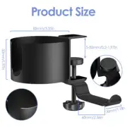 Desk Cup Holder 2 in 1 Desk Cup Holder with Headphone Hanger Adjustable lekpv
