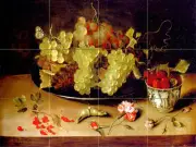 Art Issak Soreau Fruits Grape Tumbled Marble Mural Backsplash Tile #266