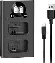 KWTOUL NP-FW50 Battery Charger USB Dual Charger with LCD Display Compatible with Sony A6000 A6300 A6400 A6500 A7 A7II A7RII A7SII A7S A7S2 A7R A7R2 A5100 A5000 RX10 RX10II III Cameras