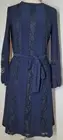 Lauren RALPH LAUREN Womens 10 Navy Lace DRESS Tie & Zip LONG SLEEVE Formal $185