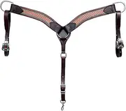 BLACK HOOF | Turquoise Painted | Tooled American Leather Spur Straps, Breastcollar,Slip Ear and Brownband Headstall