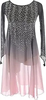 [Zagitova] Ice Figure Skating Dress for Girls Gradient Women Open Back Competition Dance Clothing with Shiny Rhinestones