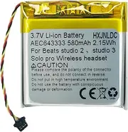 DC 3.7V 580mAh AEC643333 Rechargeable li-ion Polymer Battery for Beats Studio 2、Studio 3、Solo pro Wireless Headset Headphones Battery Replacement
