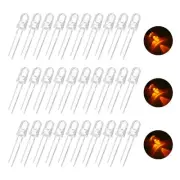 100pcs 3mm LED Diode Lights, Orange Round Transparent DC 1.8-2.0V