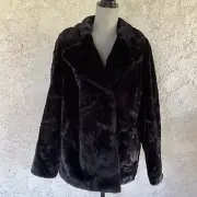 UGG Rosemary Pocket Faux Fur Jacket Coat Black Women’s Size L Large 12-14
