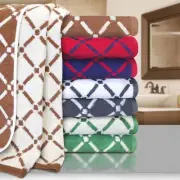 2 Pack 550SM Cotton Bath Sheet Set Geometric Diamond Reversible Bathroom Sheets