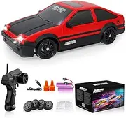 Remote Control Car RC Drift Car 2.4GHz 1:24 Scale 4WD 15KM/H High Speed Model Vehicle with LED Lights Drifting Tire Racing Sport Toy Car for Adults Boys Girls Kids Gift 2Pcs Rechargeable Batteries