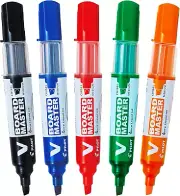 Pilot Begreen V Board Master Whiteboard Marker - Chisel - Pack of 5, Assorted...