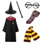 Harry Potter 6pc Set Magic Wizard Fancy Dress Cape Costume C red 145cm (9-10 years)