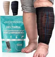 Beltwell® Adjustable 5 Strap Calf Compression Wraps For Big Swollen Calves With Lymphedema (1 Wrap)