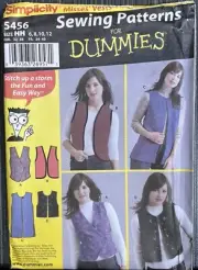 Simplicity 5456 Sewing Patterns for Dummies Misses Vest Size 6 8 10 12 Uncut