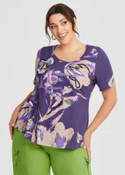 [TS] Taking Shape Iris Cotton Modal Slub Top Size 24 in Print - Plus Size Women's Clothing Print