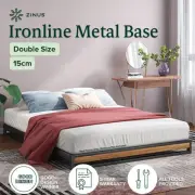 Zinus Bed Frame Double Industrial Metal Wood Design - Low Base