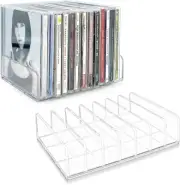 2 Pack Clear Acrylic CD/DVD Display Rack Storage Box Vinyl Record Stand New