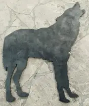 HOWLING WOLF ~HEAVY METAL ART DECORATION ~ 8" LONG x 10" HIGH x 1/8" THICK STEEL