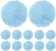 uxcell 12-Pack Faux Fur Pom Poms, 1.2 Inch/ 2.4 cm Soft Fluffy Pompoms Balls Faux Rabbit Fur with Elastic Loop for Hats/Bags/Keychains/Knitting Accessories/DIY Crafts [Light Blue]