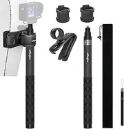 TEHAOUU Selfie Stick Kit Compatible with Insta360/ DJI/Hero Carbon Fiber Selfie Stick & Hanger 360° Adjustable Backpack Clip Invisible 1.2m Lightweight Action Camera Accessories with Storage Bag