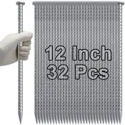 Galvanized Rebar Stakes 12" Long 1/2" Thick 32 Pcs for Garden & Landscape