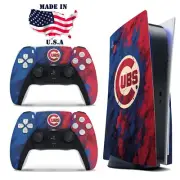 PS5 Disc Version Console & Controller Vinyl Skin Decal Wrap Chicago Cubs