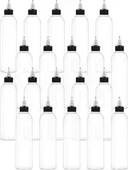 EOSAU 20 Pack Twist Top Cap Bottles, 8oz Plastic Dispensing Applicator Bottles, 250ml Multi Purpose Empty Bottle for Inks, Crafts, Oil, Liquids