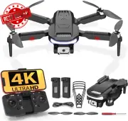 4K Drone for Beginners Foldable RC Quadcopter Brushless 2 Batt Case Toy Gift