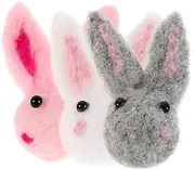 [ROMISBABA] 6pcs Rabbit Wool Felt Accessories Craft Animal Brooch Pin Small Rabbit Keychain 3d Rabbit Figures Tiny Rabbit Small Bunny Doll Felted 3d Animal DIY Crafts Easter Wool Felting Kit