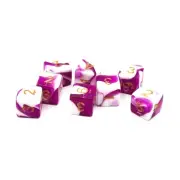 Old School Dice Dice d6 Set - Purple & White w/Gold (8) New