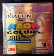 New Sealed IBM Imation Neon 2HD Diskettes Set of 10 Formatted 1.44 MB for PC.